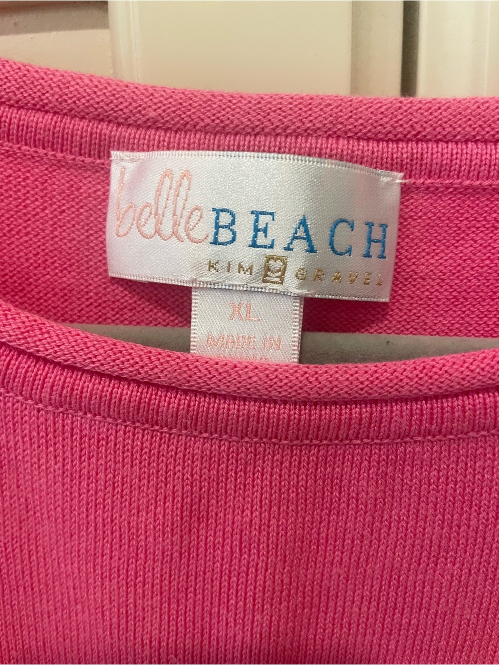 Belle by Kim Gravel Pink Palm Tree Crew Neck Sweater - Picture 2 of 4